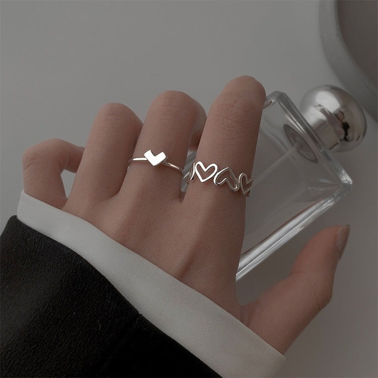 Love Heart-shaped Female Open Niche Design Trendy Cold Index Finger Ring
