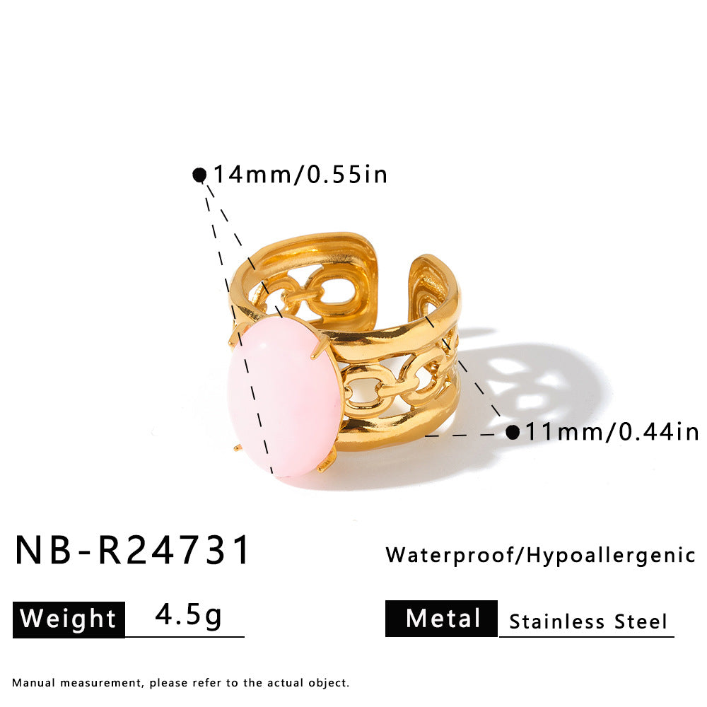 Women's Steel With Natural Stone Fashion Geometry Ring