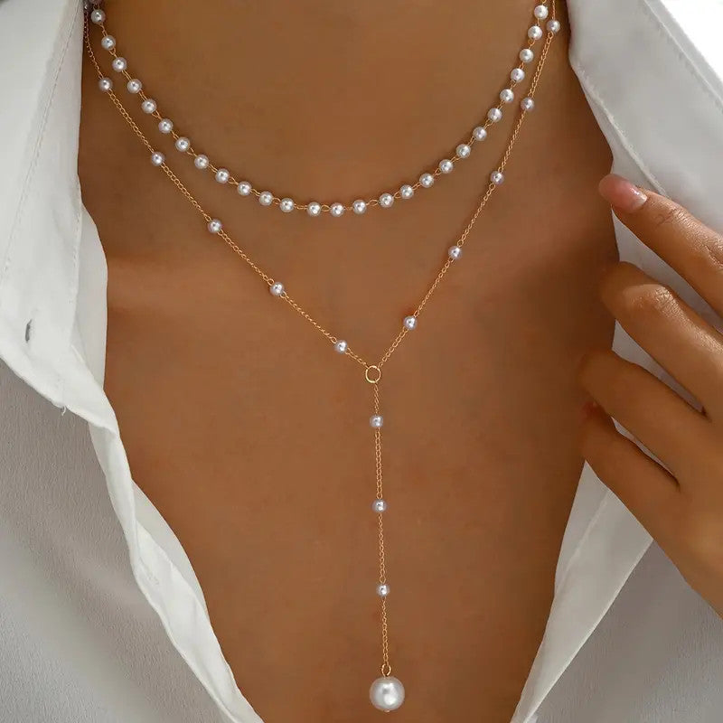 Ornament Fashion Pearl Female Personality Y-shaped Necklaces