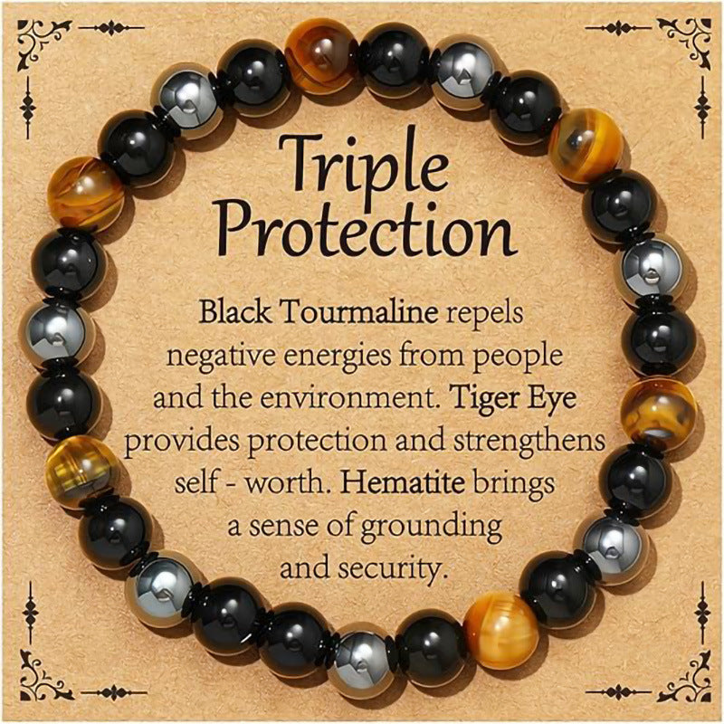 Natural Stone Amethyst Citrine Triple Protective Bracelets