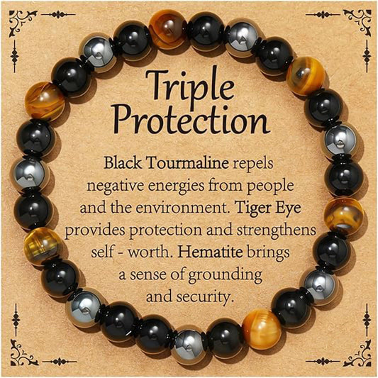 Natural Stone Amethyst Citrine Triple Protective Bracelets