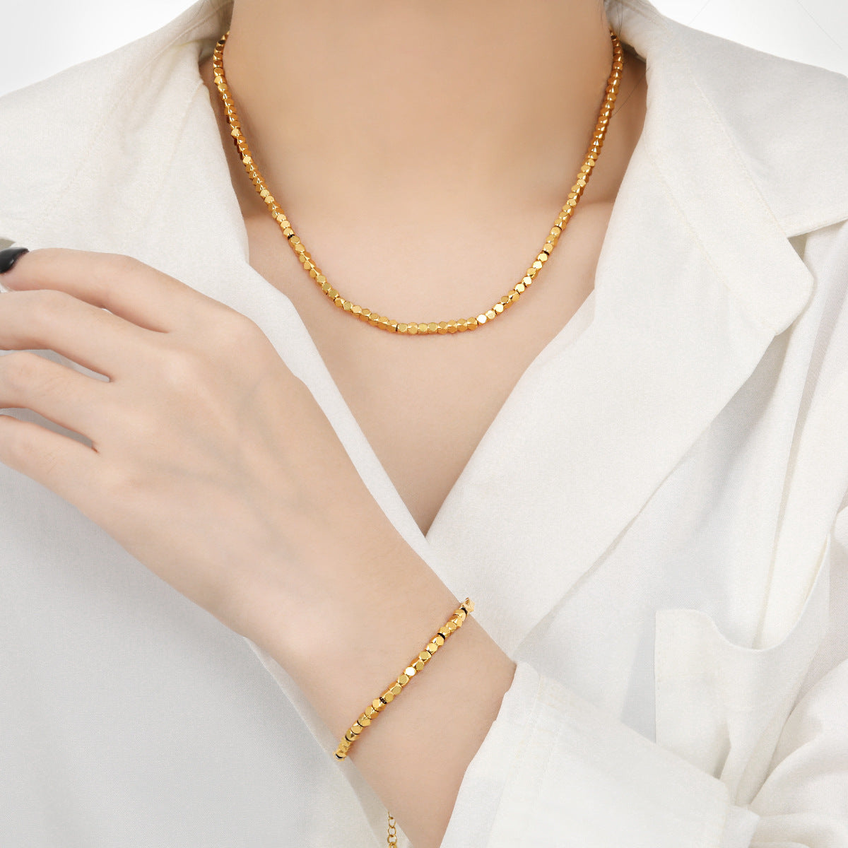 Minimalist Fashion Vintage Sier Diamond Geometric Square Jewelry Set