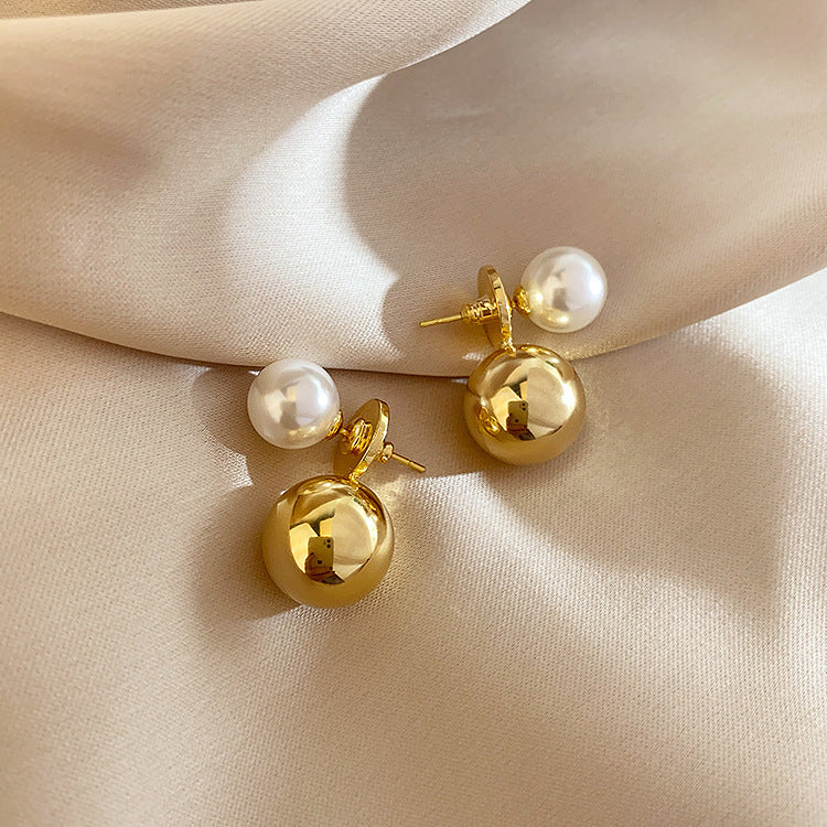 Fashion High-grade Zircon Pearl French Minority Retro Earrings