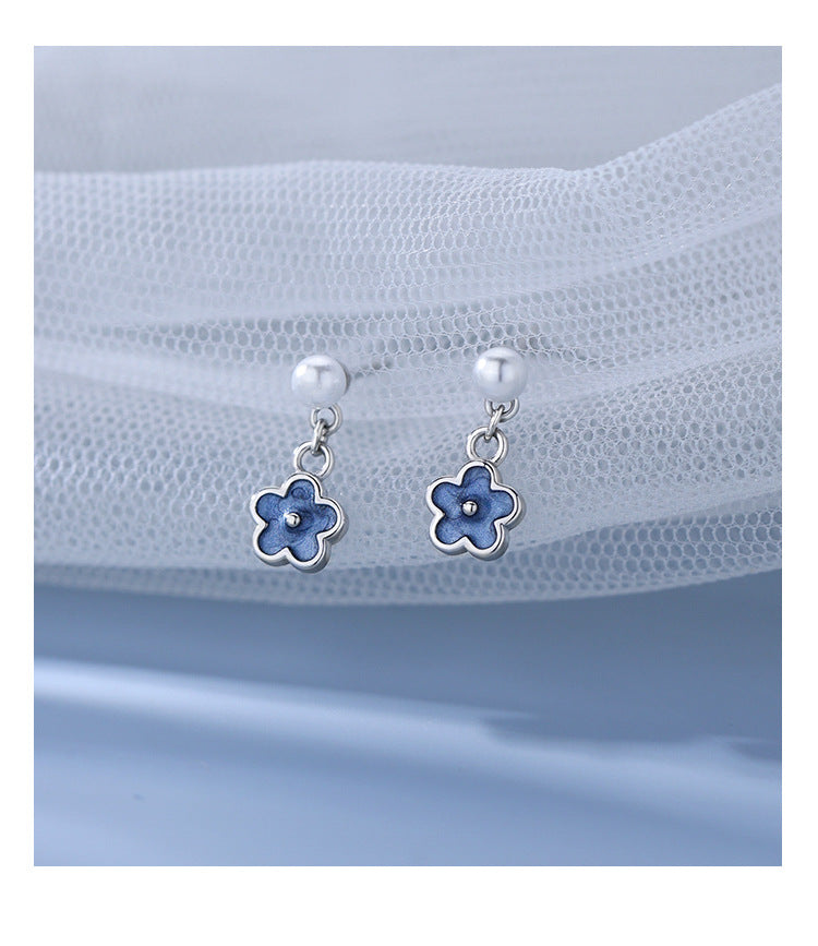 Sier Flower Ear Female Design Light Earrings