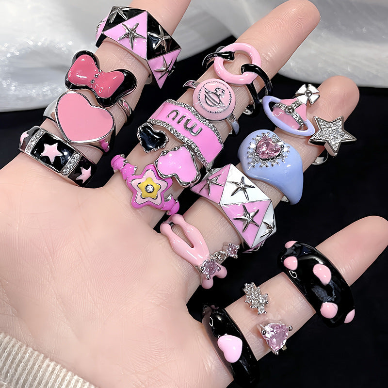 Barbie Style Heart Open Dopamine Design Rings