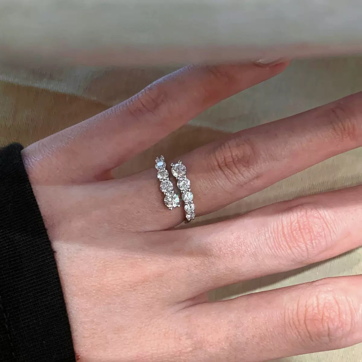 Women's Row Diamond Simple Fashion Opening Adjustable Design Light Luxury High-grade Rings