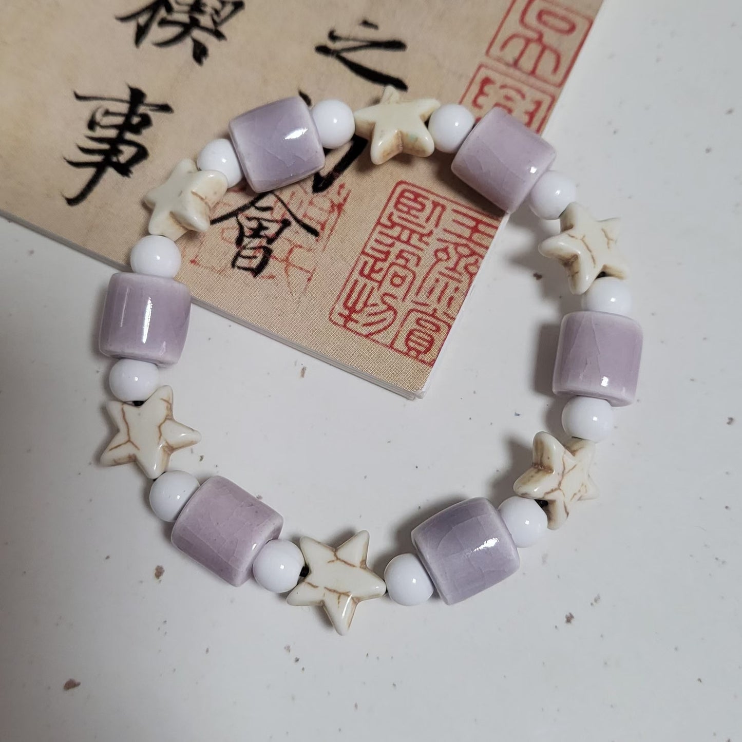 Ten Yuan Three String Hot Ceramic Porcelain Rose Beads Handmade Bracelet
