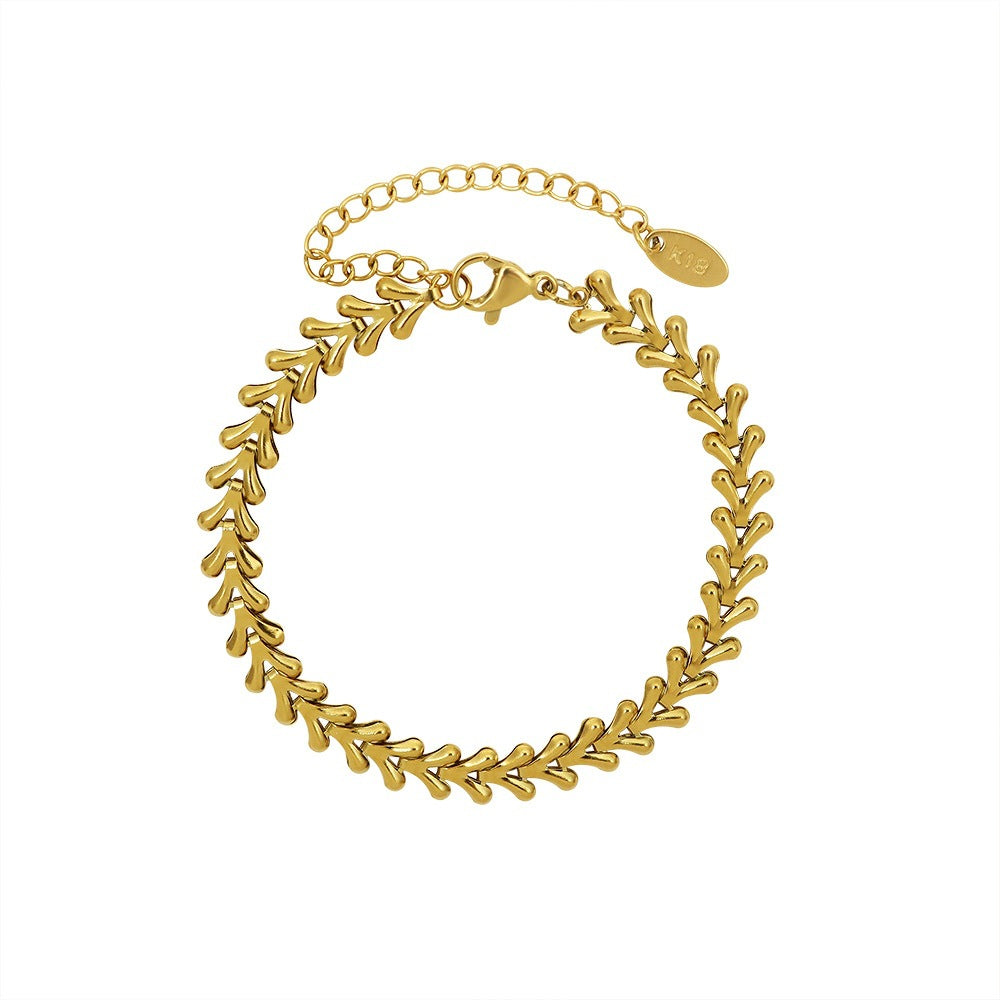 Fashion Personalized Leaf Collarbone Titanium Steel Jewelry Set