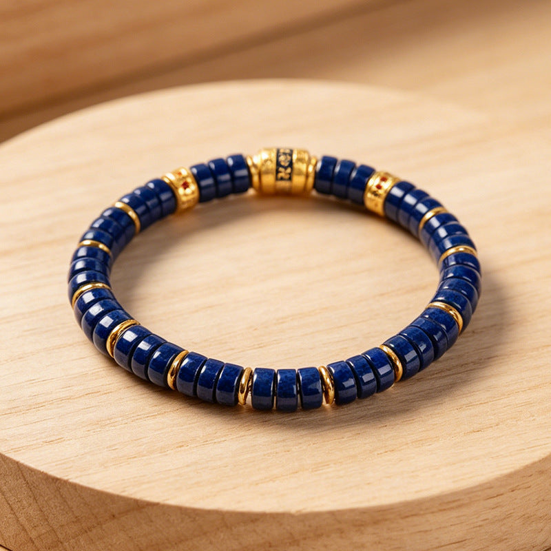 Women's & Men's Colored Glaze Tablet Spacer Prayer Tube Bracelet