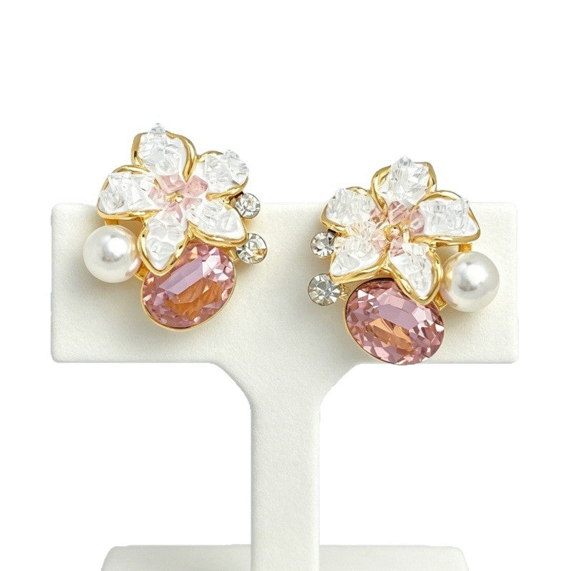 Vintage Pink Butterfly Pearl Small Delicate Stud Earrings