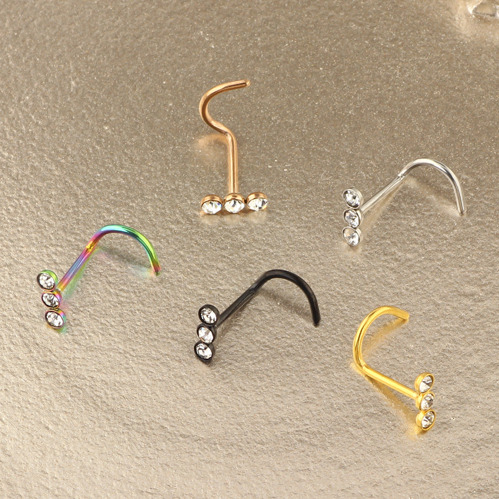 Simple Stainless Steel Titanium Trinket Lip Clip Labret Nose Eyebrow Stud Earrings