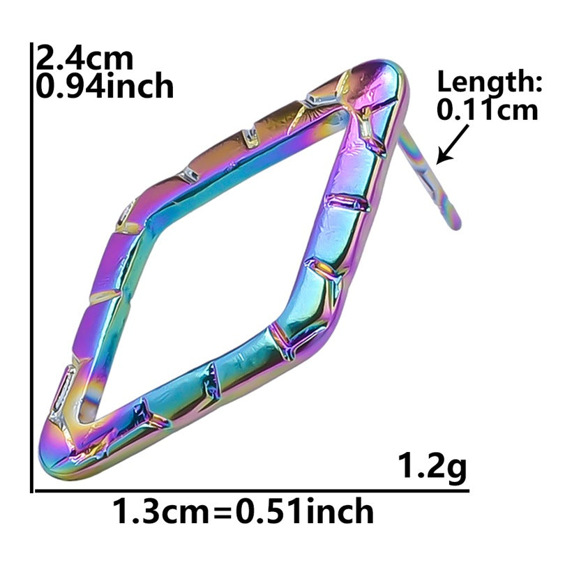 Stainless Steel Geometric Titanium Piercing Ear Clip Earrings