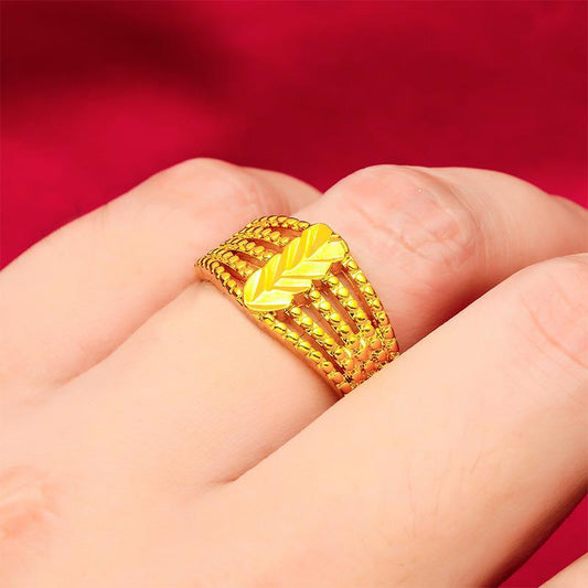 Open Mouth Simple Fine Pattern Female Ring