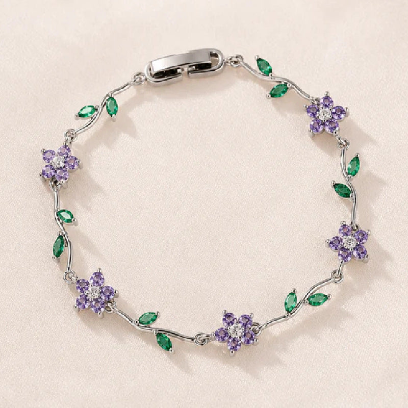 Tulip Colorful Crystals Gem Flower Light Bracelet