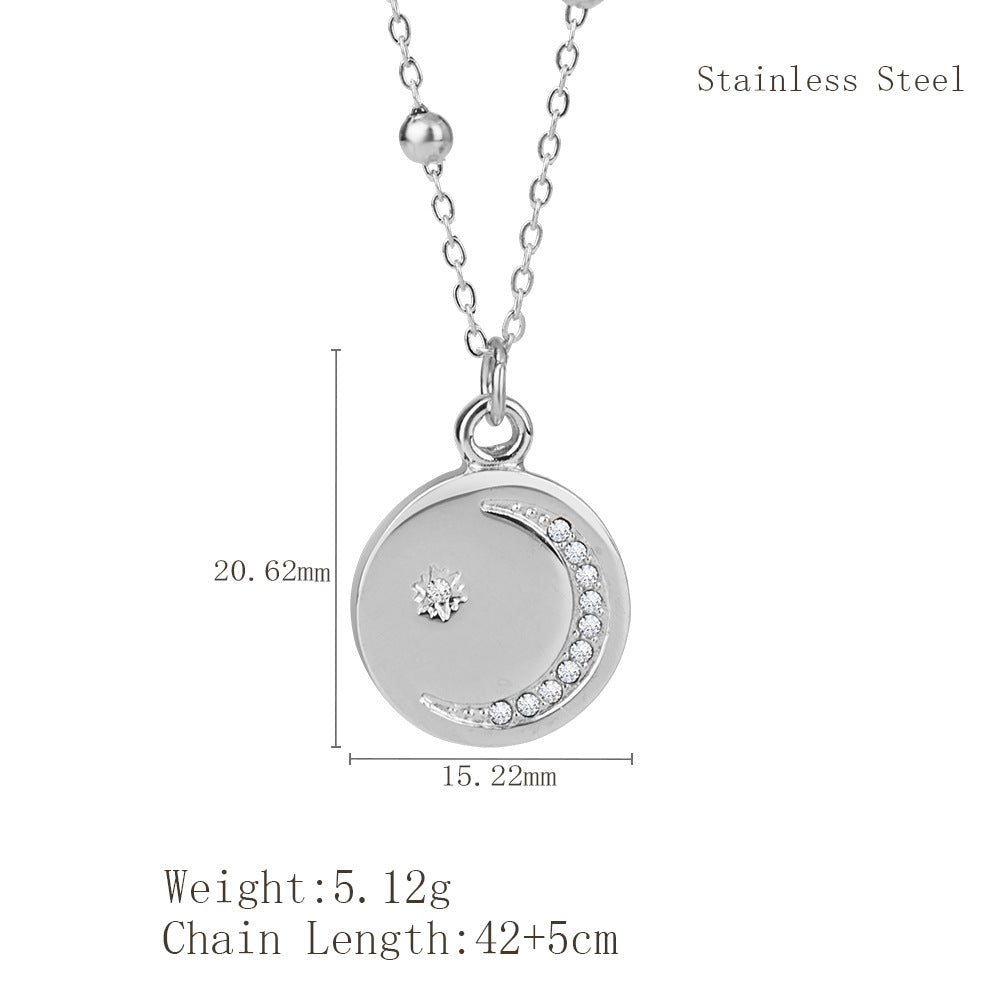 Women's Stars Small Round Stainless Steel Clavicle Necklaces