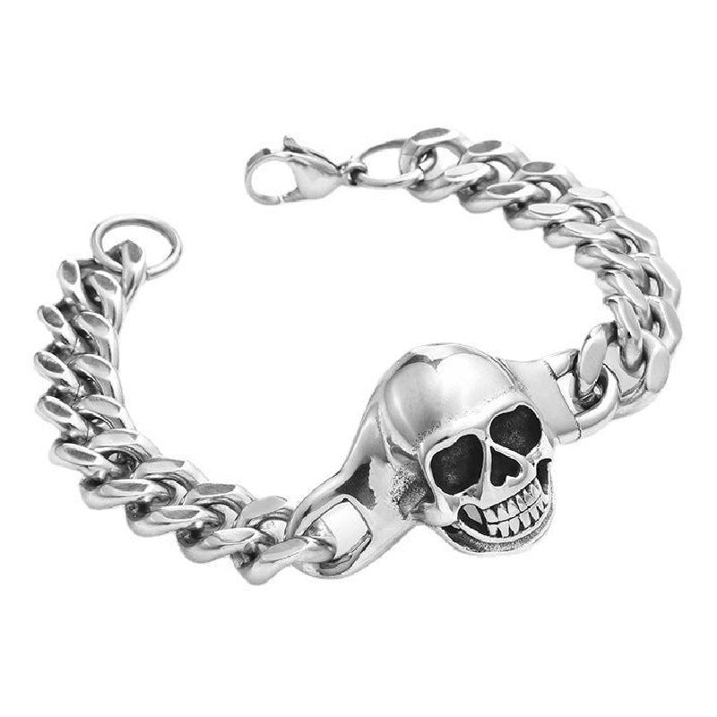 Men's Skull Punk Retro Street Hipster Glossy Release Buckle Bracelet