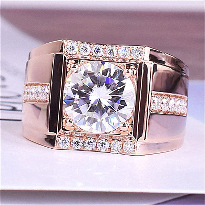 Men's Source Moissanite Open Mouth Man's Domineering Opening Adjustable Ring