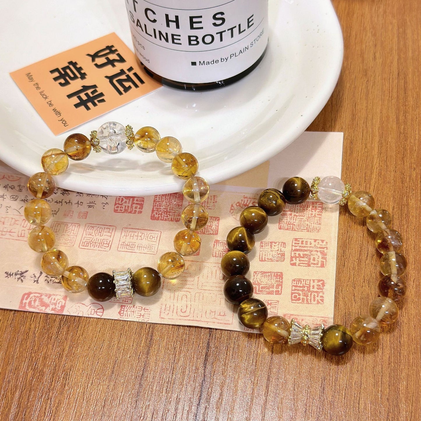 Imitation Yellow Asse Crystal String Beads Female Summer Amethyst Bracelets