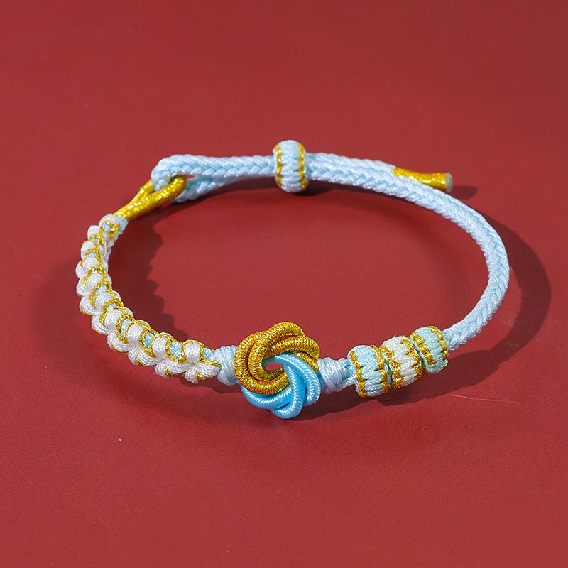 Adjustable String Beads Gold Peach Blossom Knot Pendants