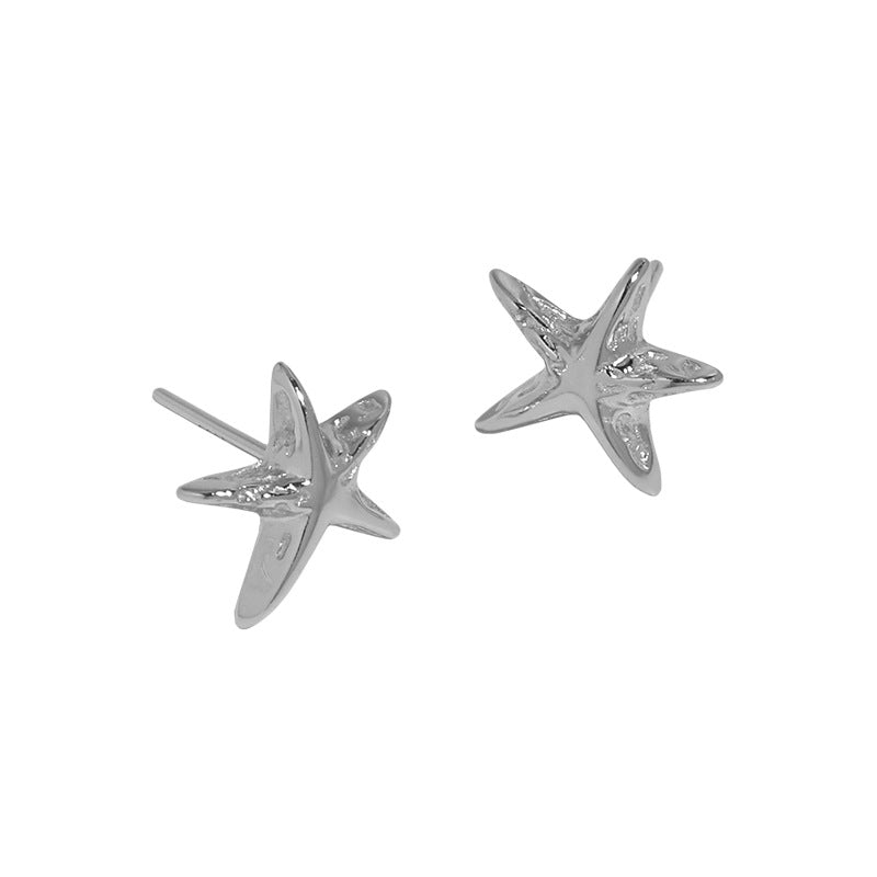 Women's Niche Design Temperamental Five-pointed Star Textured Earrings