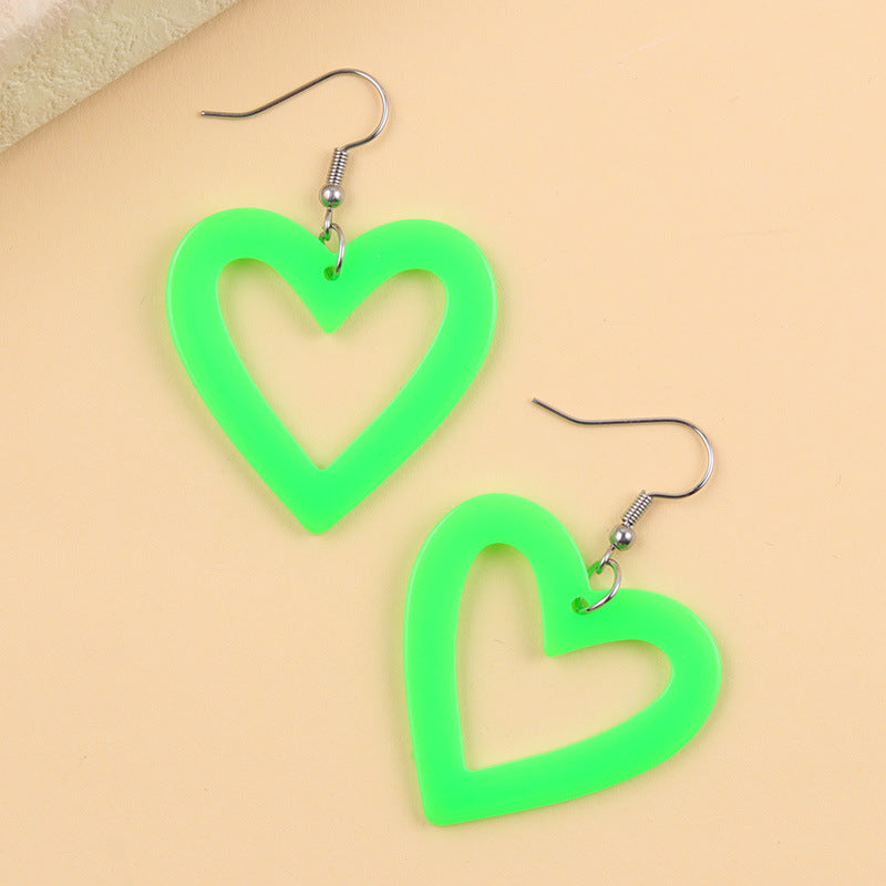 Women's Love Heart Fluorescent Color Heart-shaped Acrylic Earrings