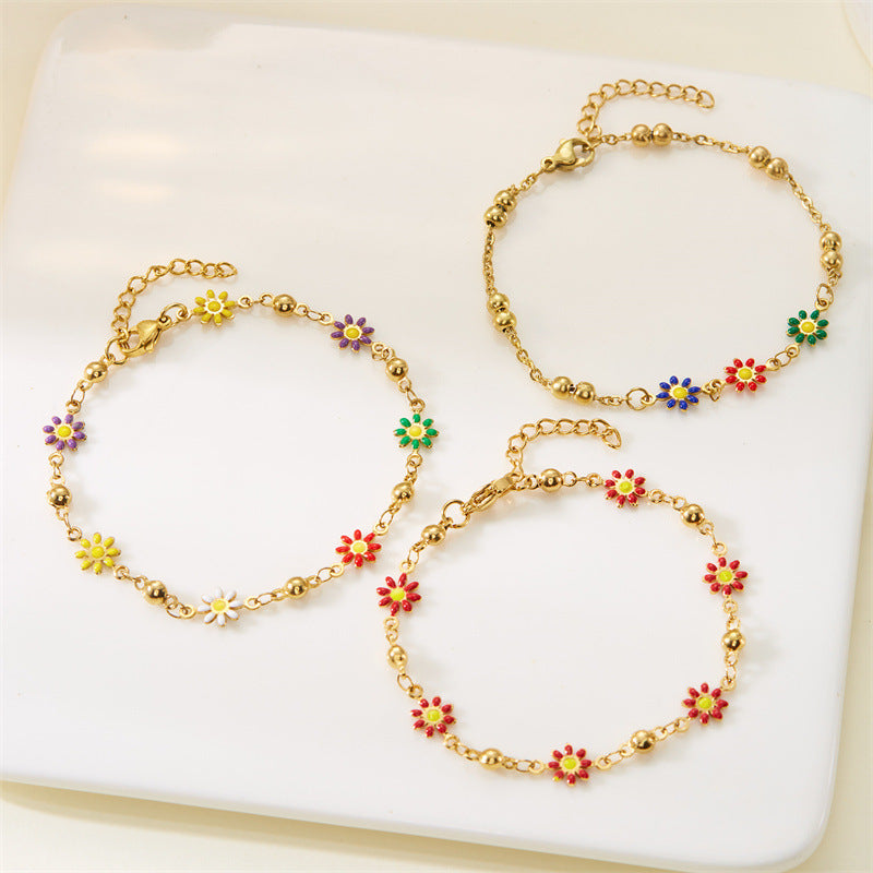 Women's High-grade Colorful Oil Stainless Steel Fashion Round Bracelets