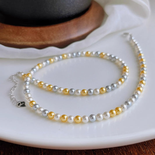 Circle Strong Light Mixed Color Pearl Necklaces