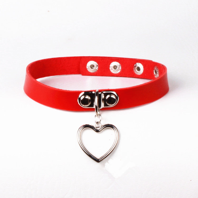 Punk Simple Leather Love Heart Choker Collar