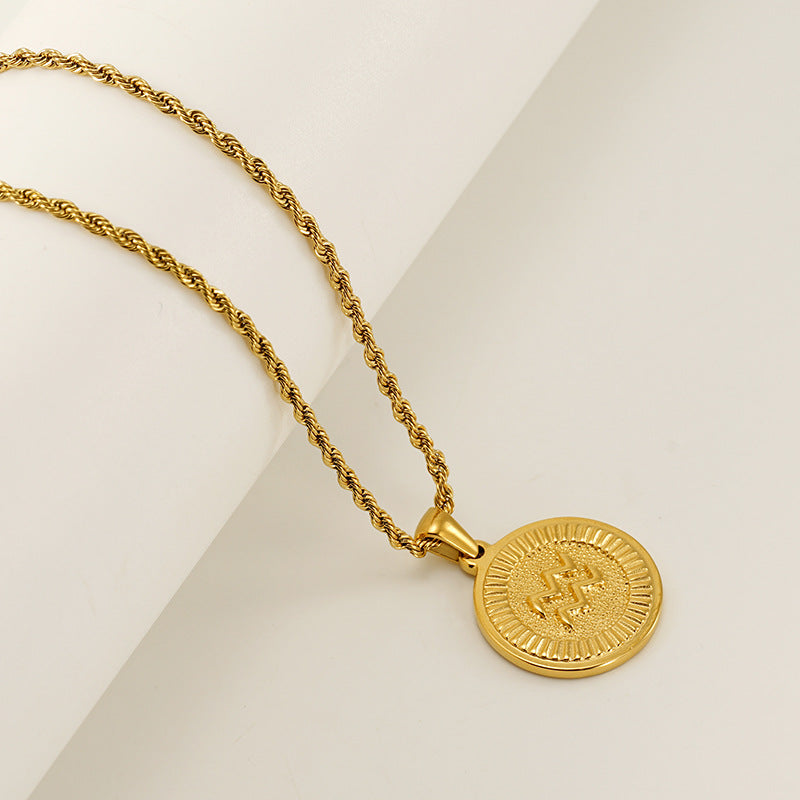 Round Constellation Female Twee Titanium Steel Necklaces