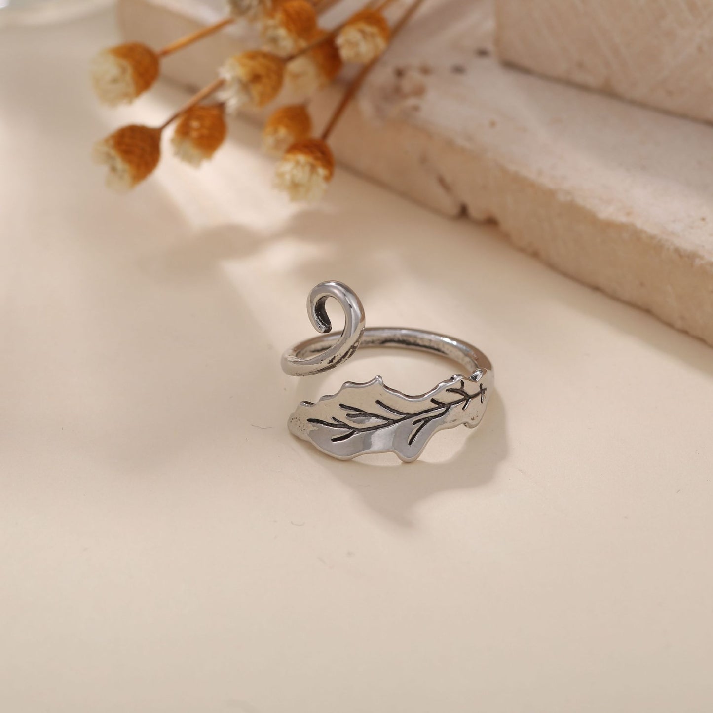 Men's Retro Trendy Sier Open Single Lucky Rings