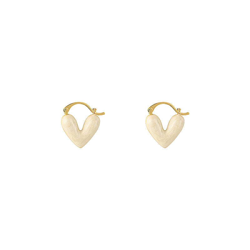 Heart High-grade Trendy Peach Niche Design Light Luxury Western Style Stud Earrings