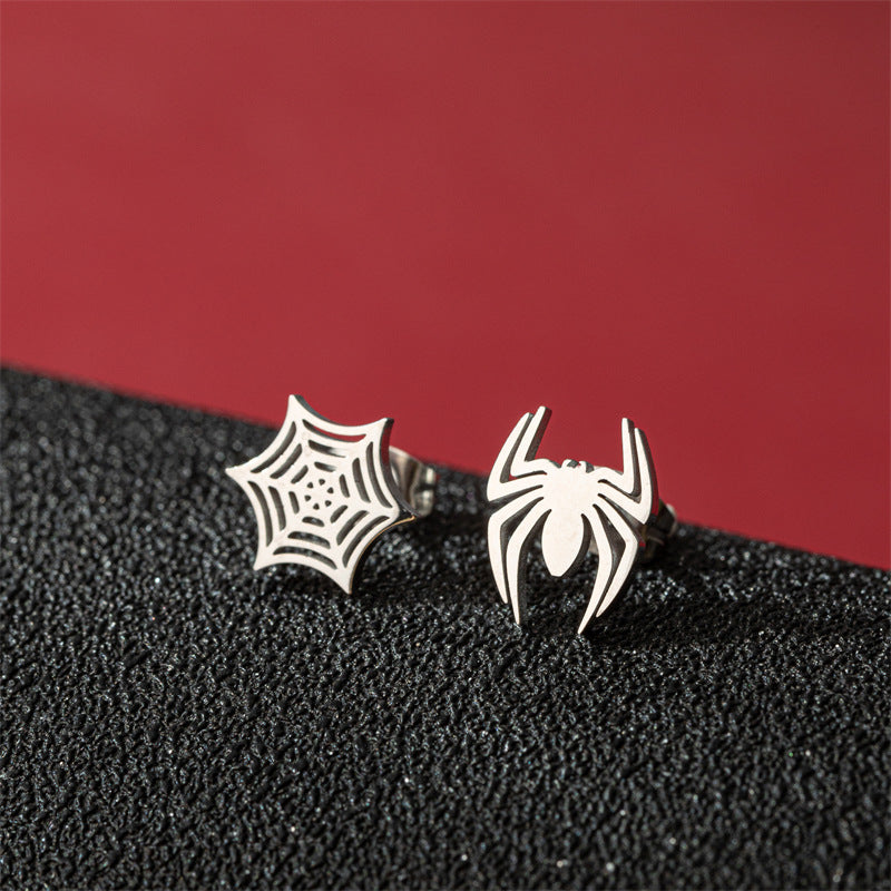 Asymmetric Niche Temperament Stainless Steel Halloween Earrings