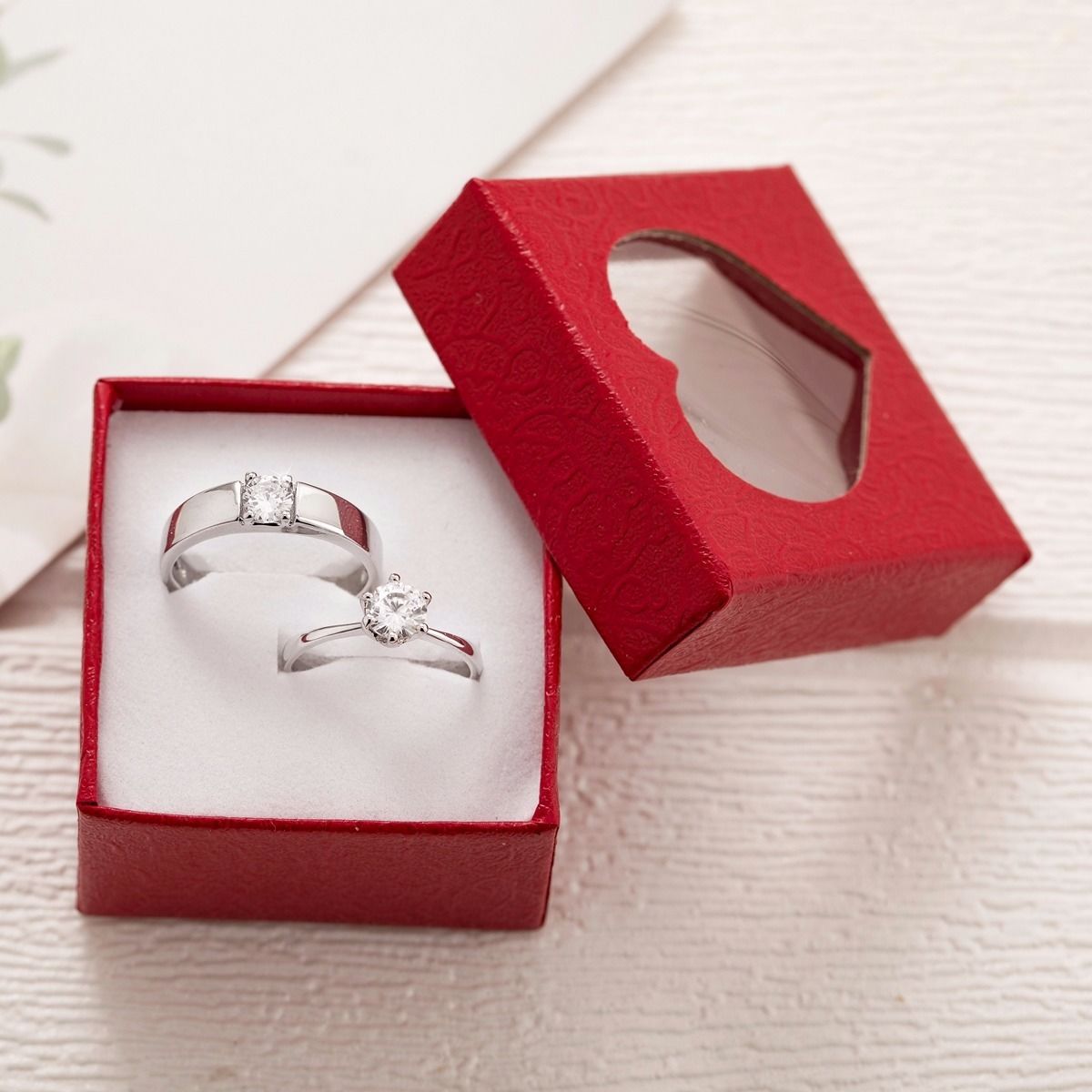 Fake Diamond Couple Wedding Adjustable Mouth For Rings