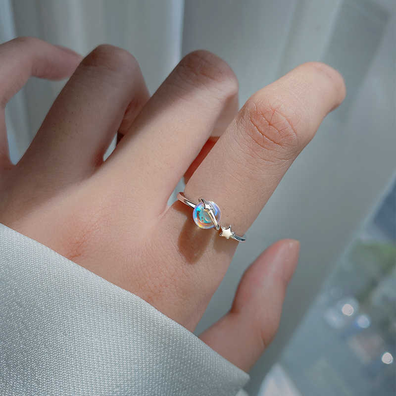 Women's Moonstone Planet For Niche Design Fashion Style Rings