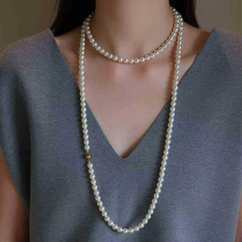 Women's Long Pearl Elegant Fashionable Super Twin Necklaces