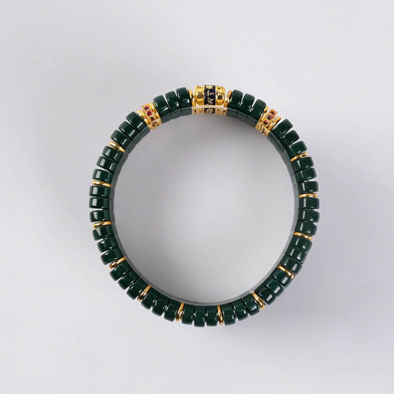 Women's & Men's Colored Glaze Tablet Spacer Prayer Tube Bracelet