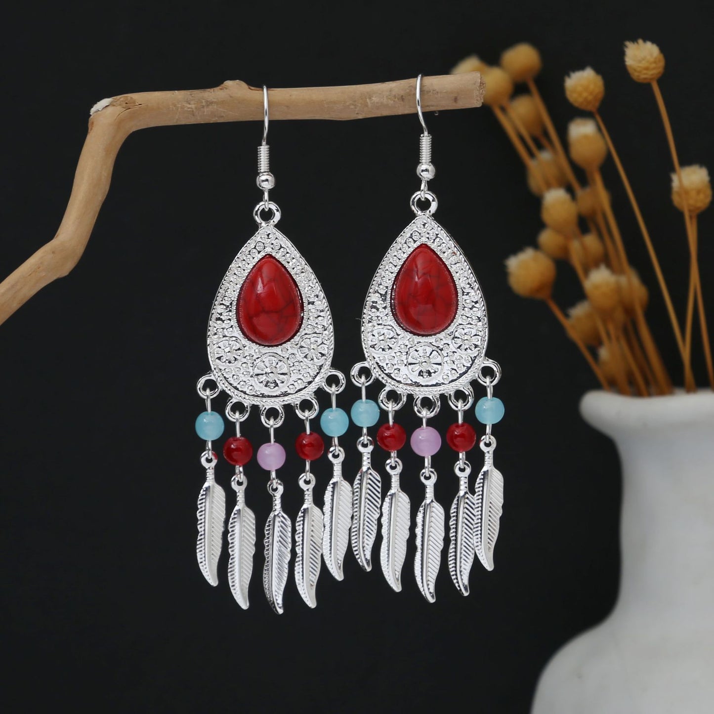 Personalized Ethnic Style Miao Sier Geometric Colorful Rings