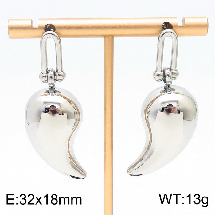 Design Chubby Water Drop Fashion Stainless Earrings