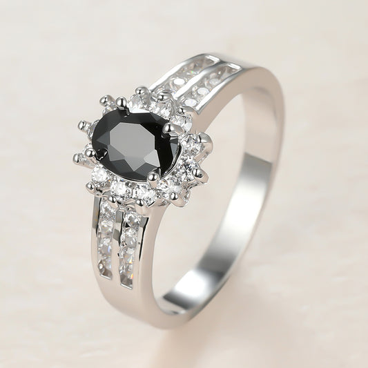 Zircon Female Double Row White Micro Inlaid Small Diamond Ring
