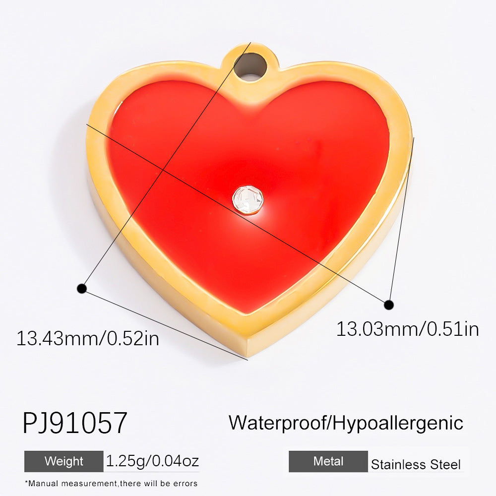 Inlaid Color Diamond Candy Moon Heart Earrings