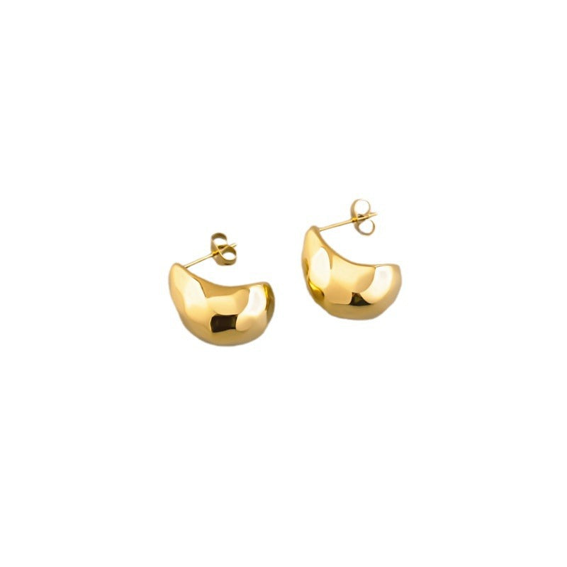 Titanium Steel Water Drop Ear Stylish Glossy High-grade Vacuum Vapor Rings