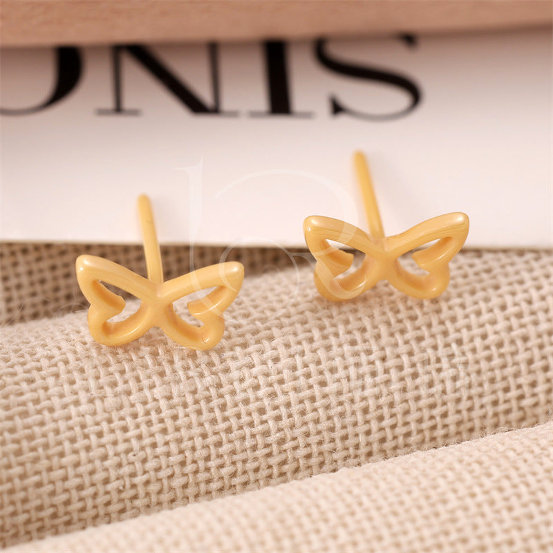 Butterfly Integrated Biological Porcelain Tassel Zirconia Ceramic Ear Small Stud Earrings