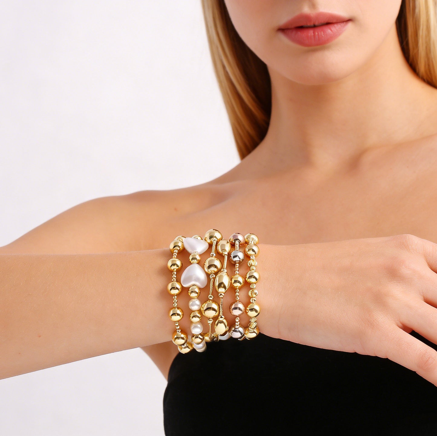 Pearl Plated Golden Balls Lucky Beads Bracelet