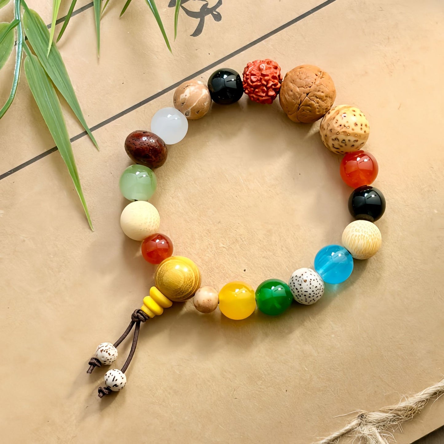 Women's & Men's Spot Seeds Multi Jewels Bodhi Prayer Bracelet