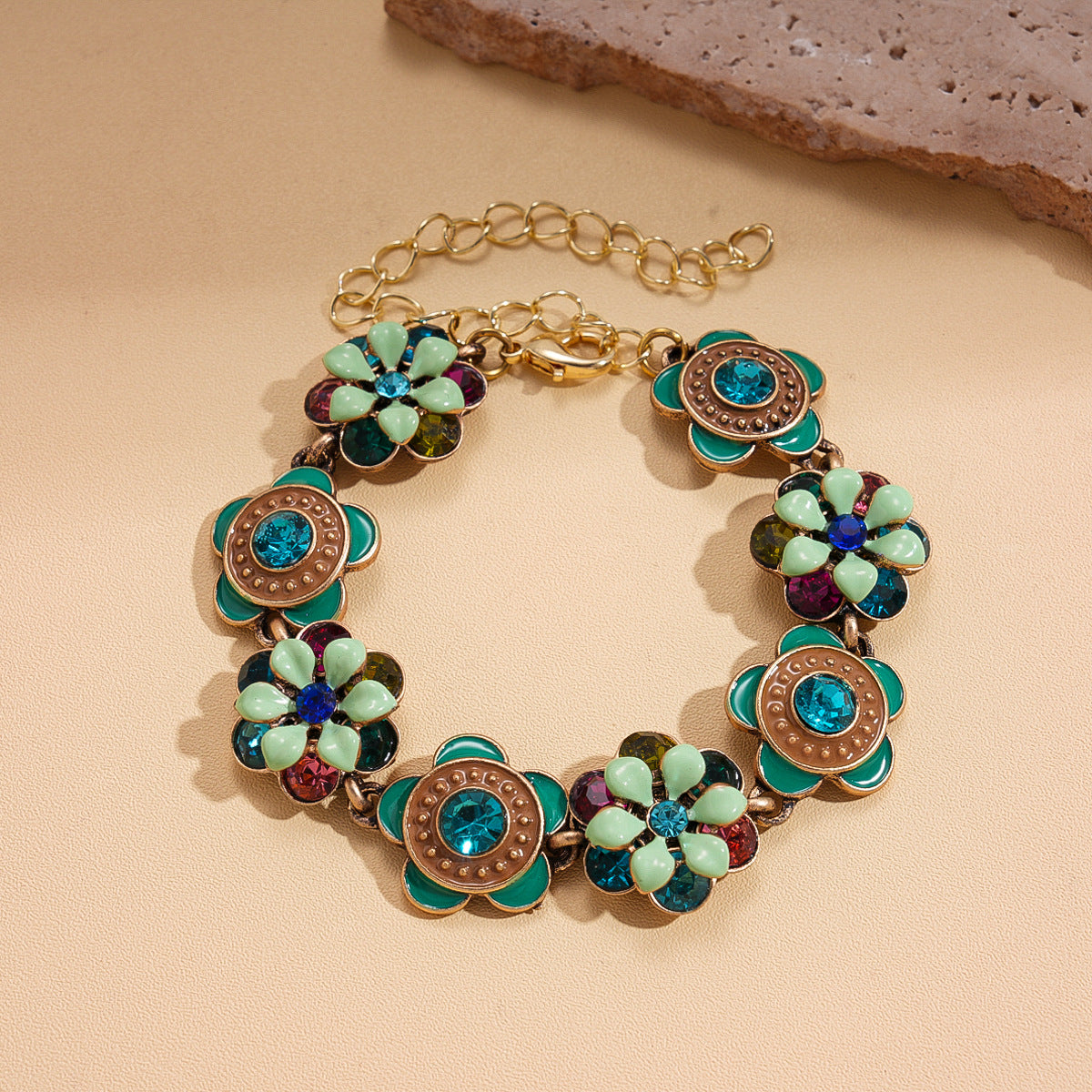 Style Turquoise Blue Diamond Flower Ear Light Luxury Minority Clavicle Necklaces