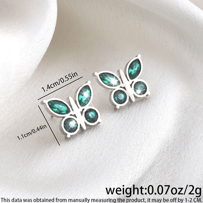 High-grade Fashionable Versatile Micro Diamond Butterfly Earrings