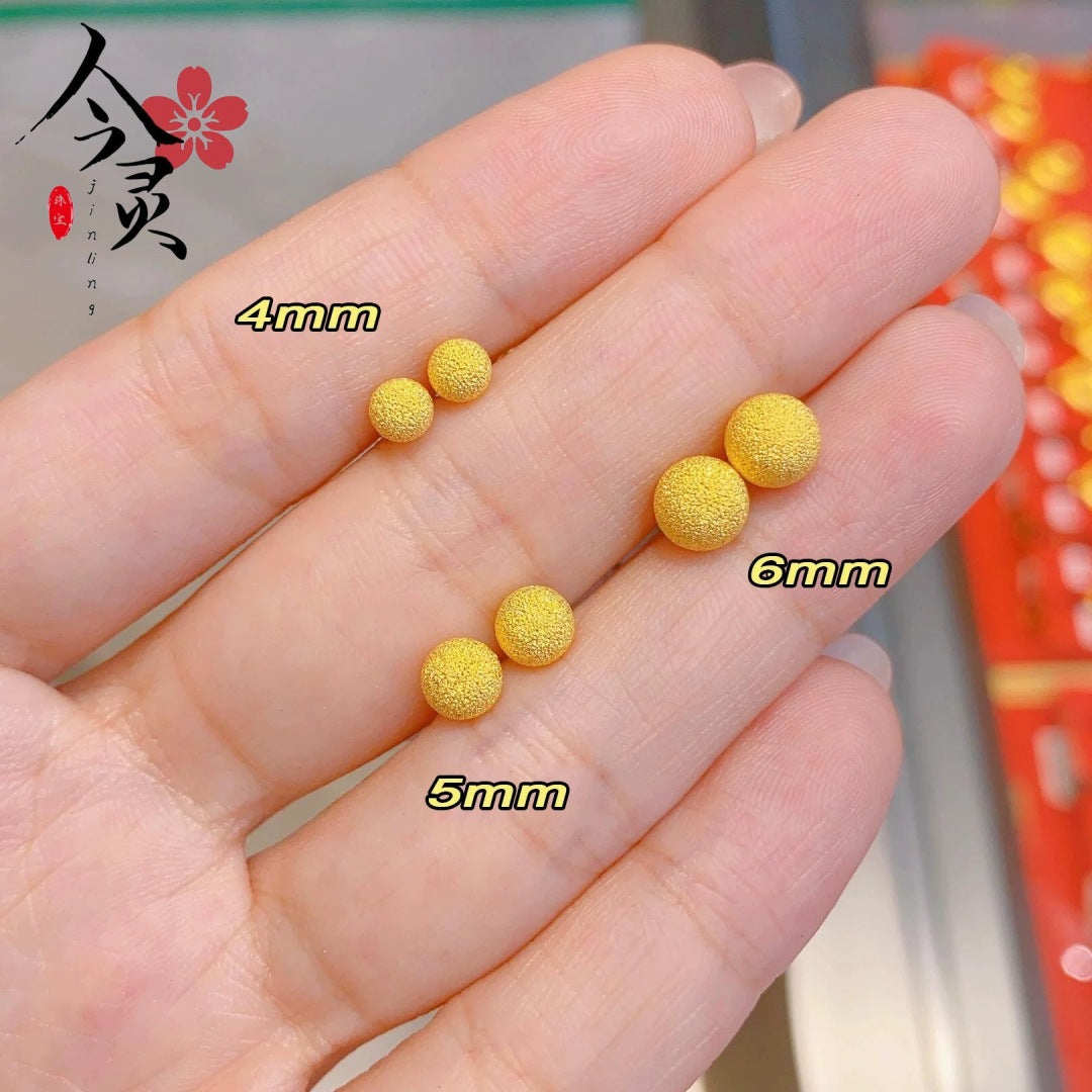 Women's Gold Round Beads Glazed Surface Matte Brass Gold-plated Stud Earrings