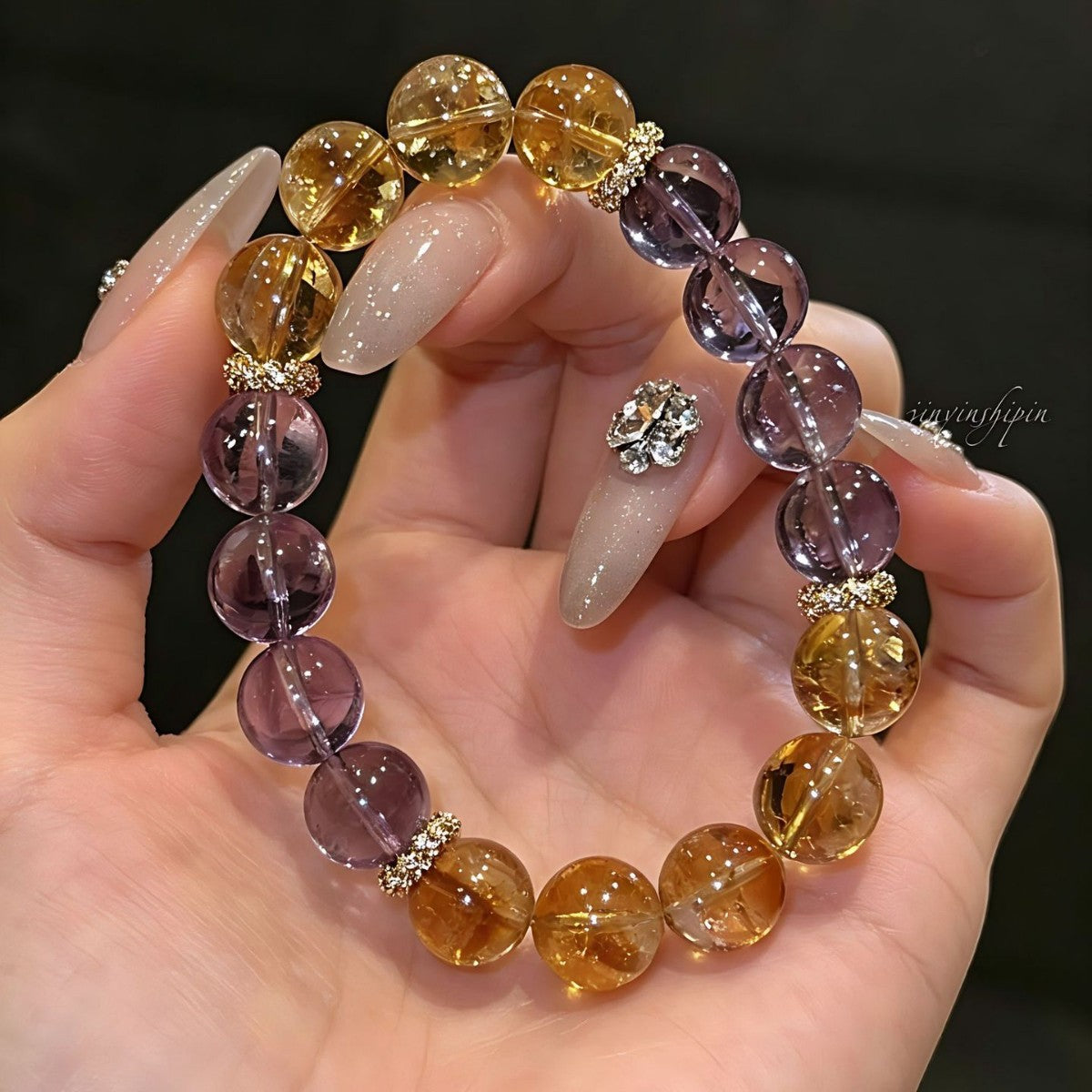 Rich Double Crystal Imitation Yellow Symbiosis Bracelets