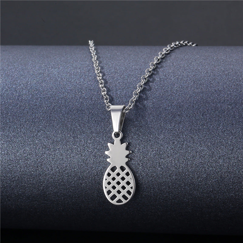 Stainless Steel Cut Hollow Geometry Tag Necklace