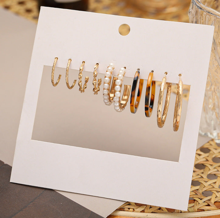 Creative Simple Acrylic Alloy Metal Pearl Stud Earrings
